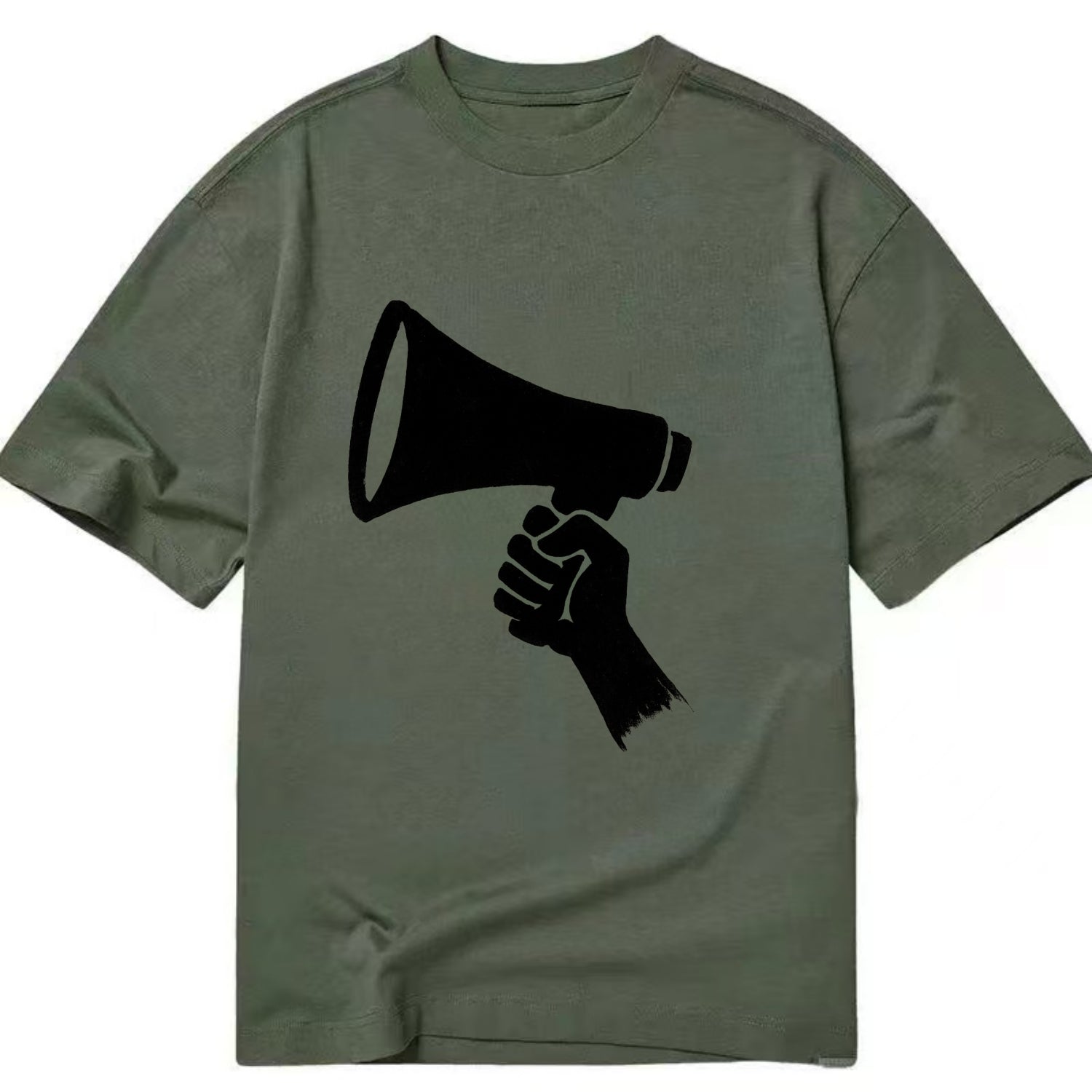 Megaphone silhouette - voice and protest ink brushwork - Classic T-shirt - Army Green