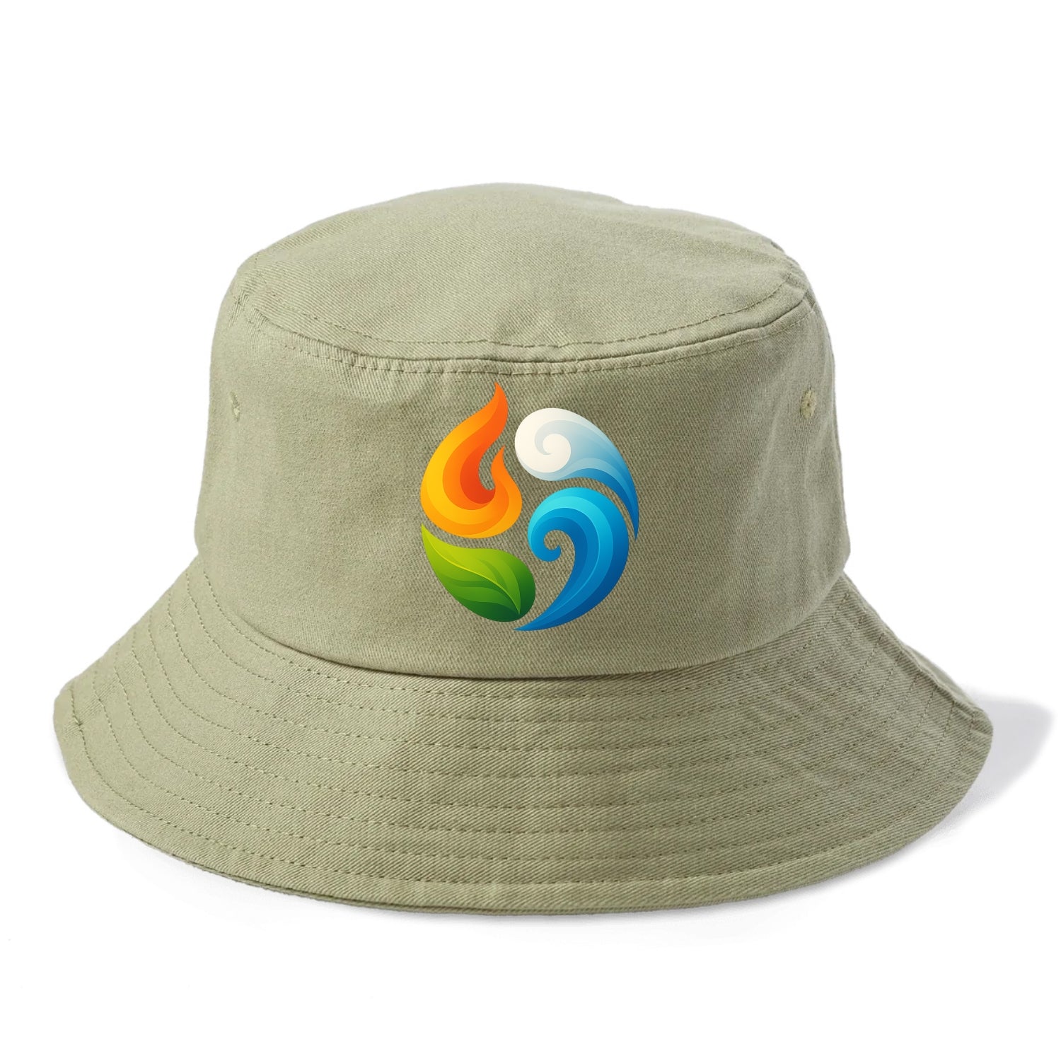 Four Elements Dance - Fire orange, water - Bucket Hat - Army Green