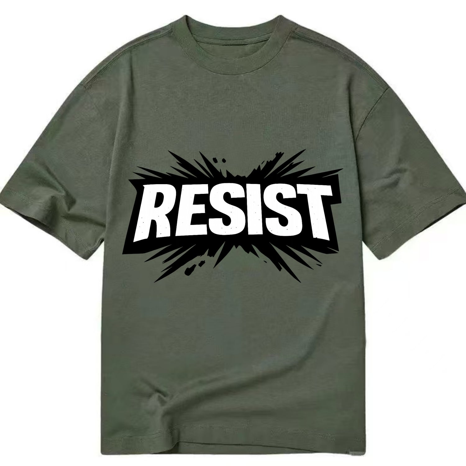Bold typography design - "RESIST" - fighting back, standing against - Classic T-shirt - Army Green