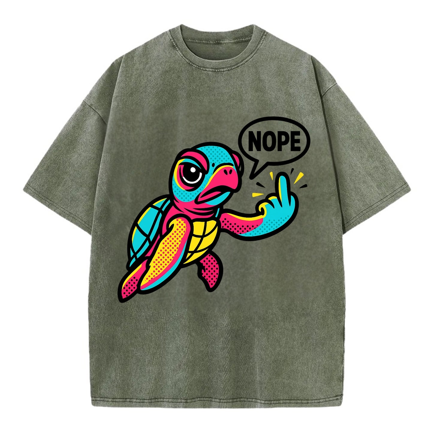 baby sea turtle swimming gracefully, one flipper extended sassily - Vintage T-shirt - Army Green