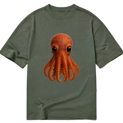 Baby Giant Pacific Octopus - reddish, smaller tentacles, expressive eyes, - Classic T-shirt - Army Green