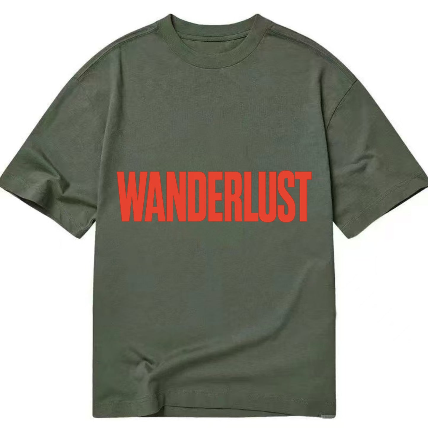 Bold typography design - "WANDERLUST" - desire to travel, explore the world - Classic T-shirt - Army Green