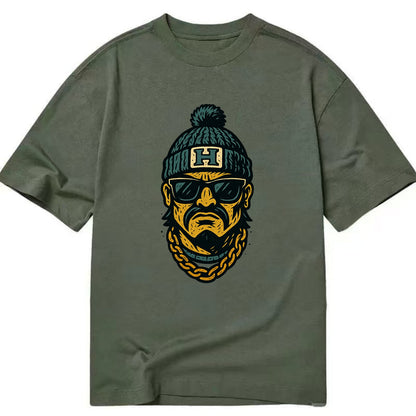 Honolulu Warrior wearing Hawaii beanie with H patch - Classic T-shirt - Army Green