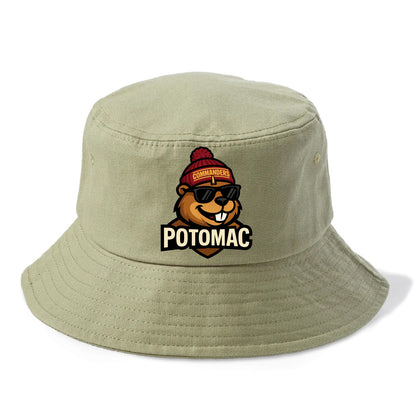Potomac Beaver wearing Commanders beanie with monument patch and wayfarer sunglasses - Bucket Hat - Army Green