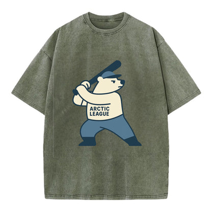 Polar Bear Baseball MVP - Vintage T-shirt - Army Green