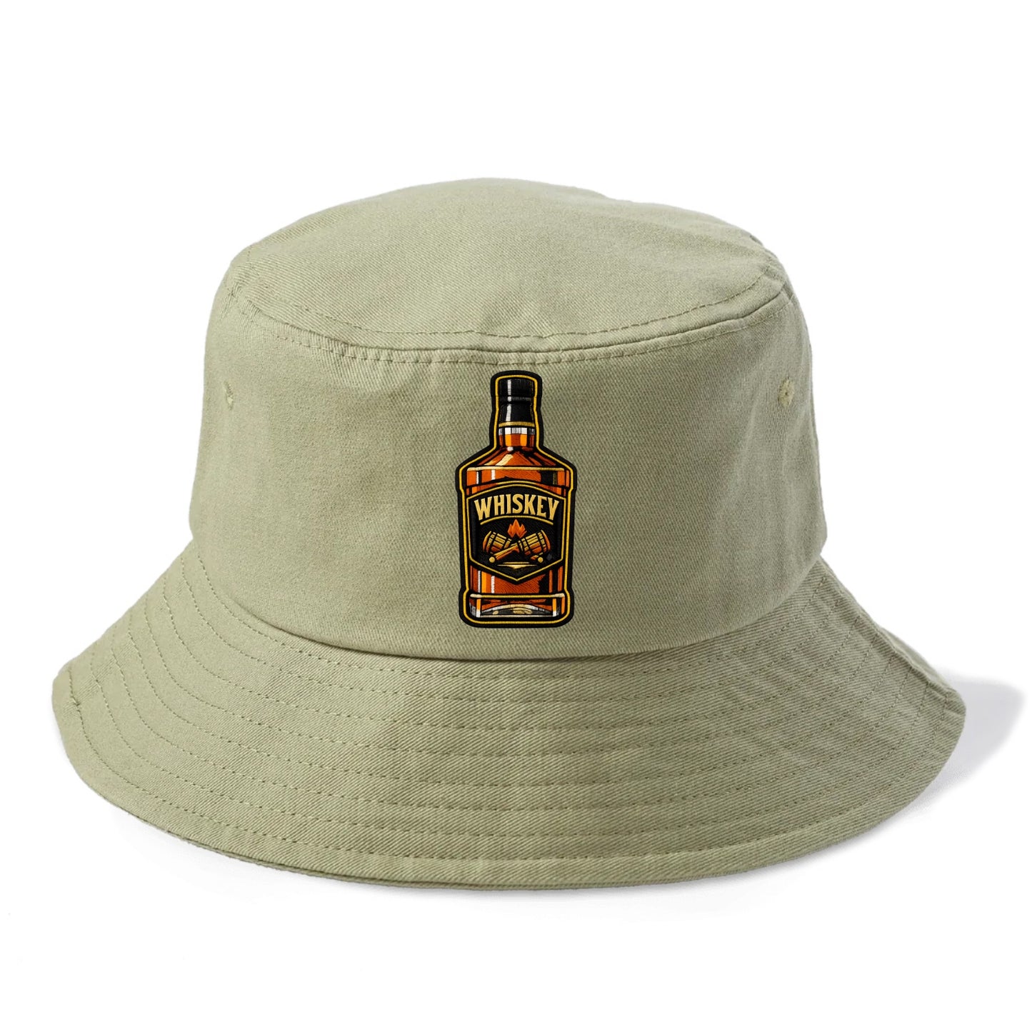 WHISKEY BOTTLE - bourbon bottle in amber and gold , spirits connoisseur - Bucket Hat - Army Green
