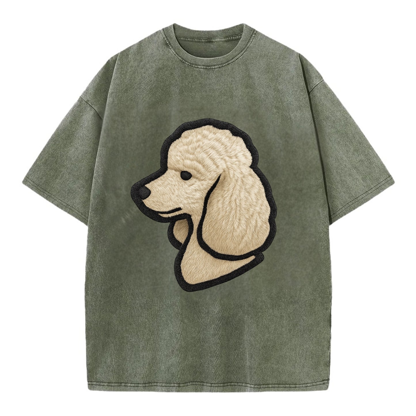 Poodle - Contemporary clean style with s - Vintage T-shirt - Army Green