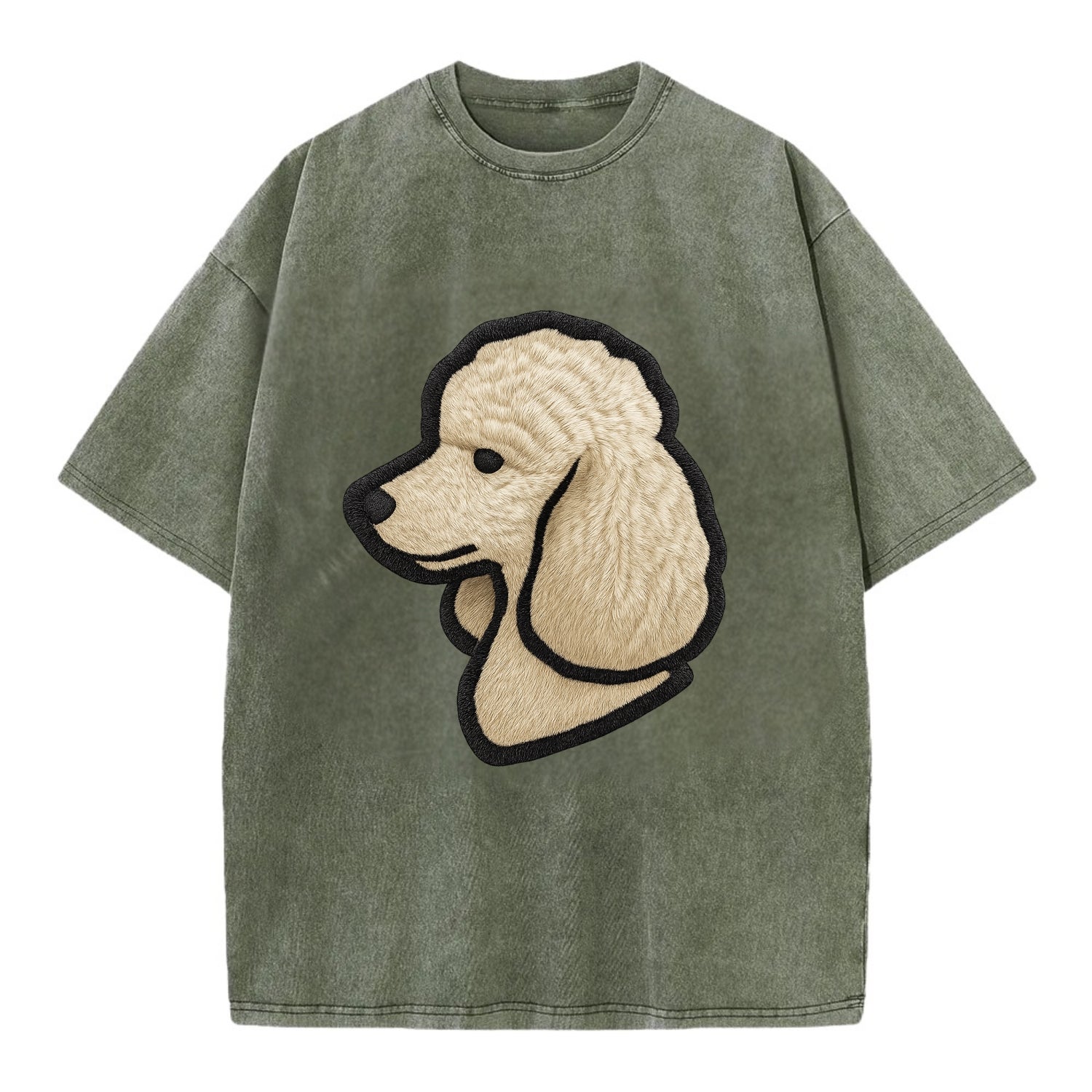 Poodle - Contemporary clean style with s - Vintage T-shirt - Army Green