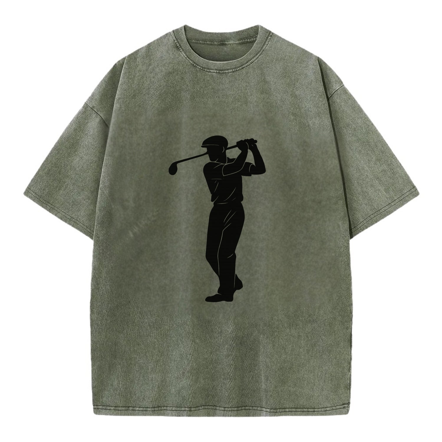 Golfer mid-swing with driver - Vintage T-shirt - Army Green