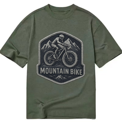Mountain bike with rugged tires - cyclist badge - Classic T-shirt - Army Green