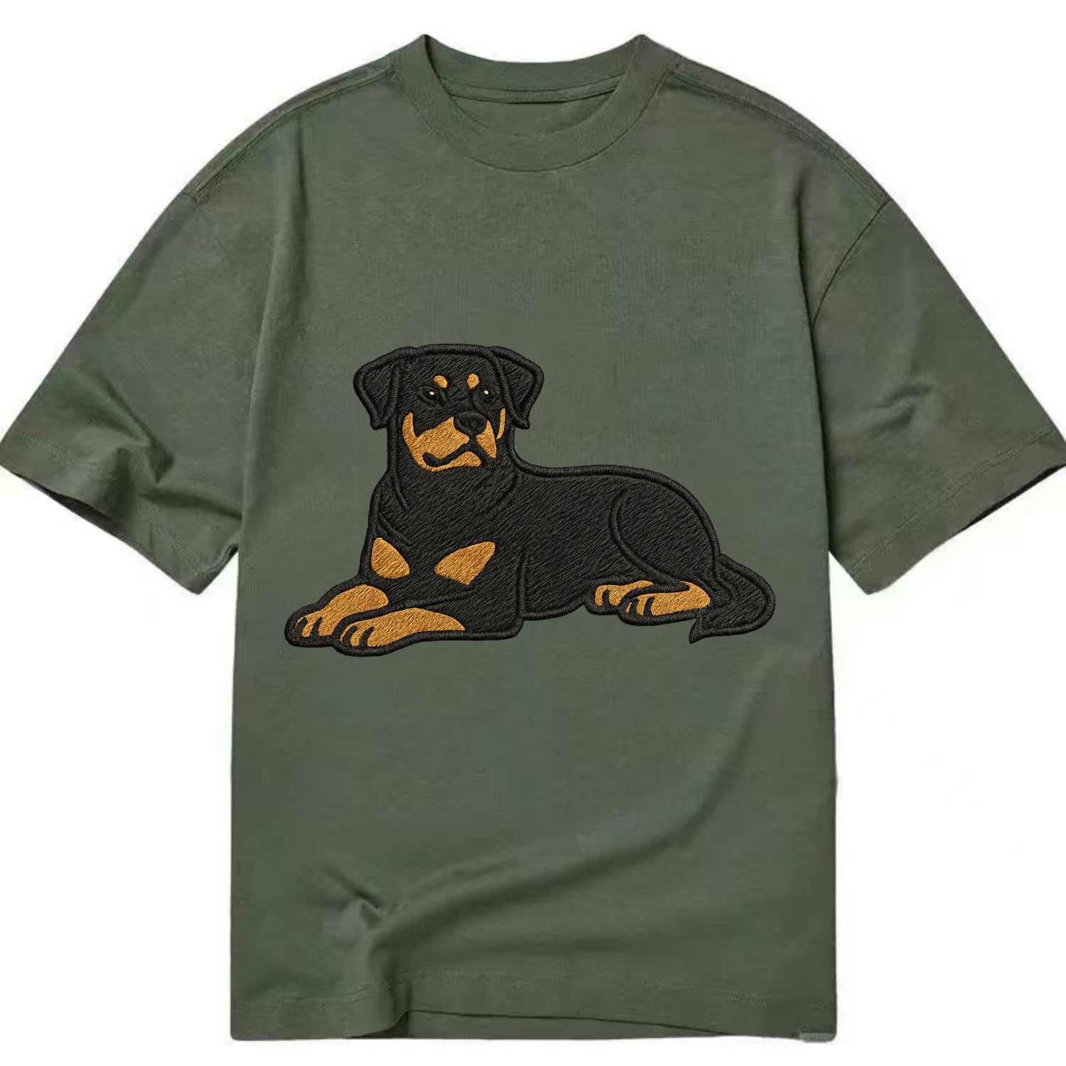 Rottweiler - Black and tan relaxed lying Classic T-shirt - Army Green