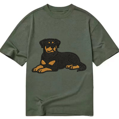 Rottweiler - Black and tan relaxed lying Classic T-shirt - Army Green