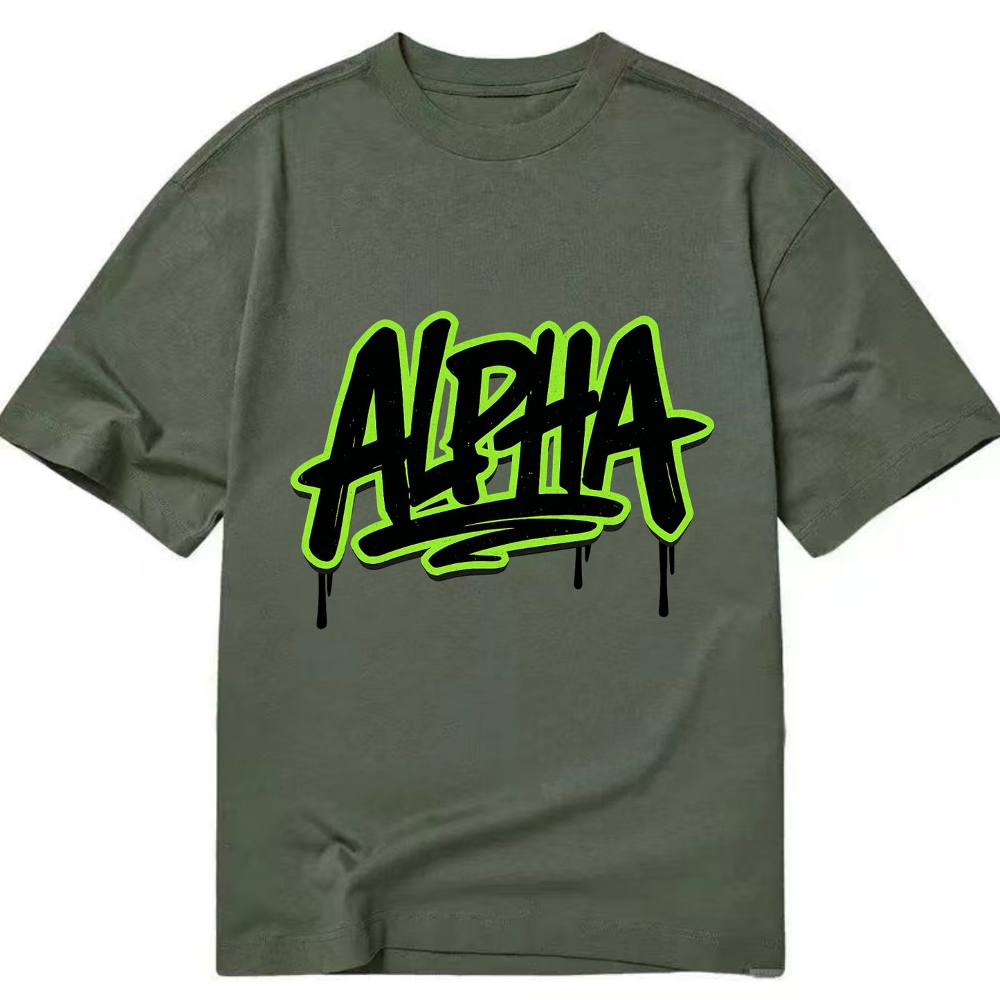 Bold typography design - "ALPHA" - leader of the pack - Classic T-shirt - Army Green