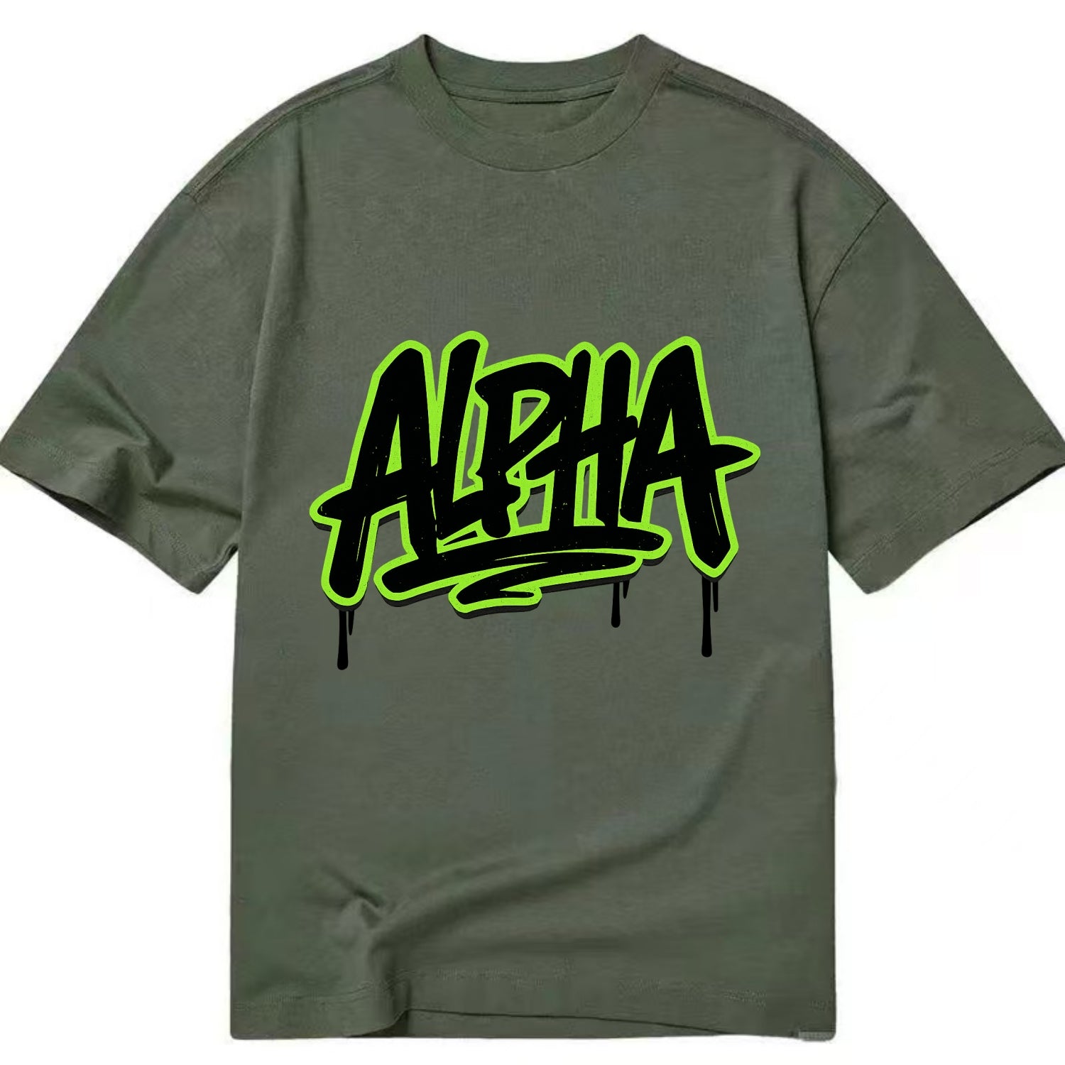Bold typography design - "ALPHA" - leader of the pack - Classic T-shirt - Army Green