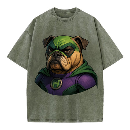 Bulldog Strong Hero  - Vintage T-shirt - Army Green