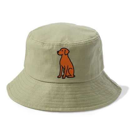 Vizsla - Rust colored sitting pose - Bucket Hat - Army Green