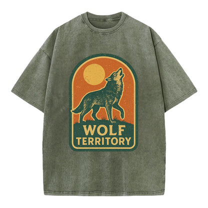Wolf Territory Marking  - Vintage T-shirt - Army Green