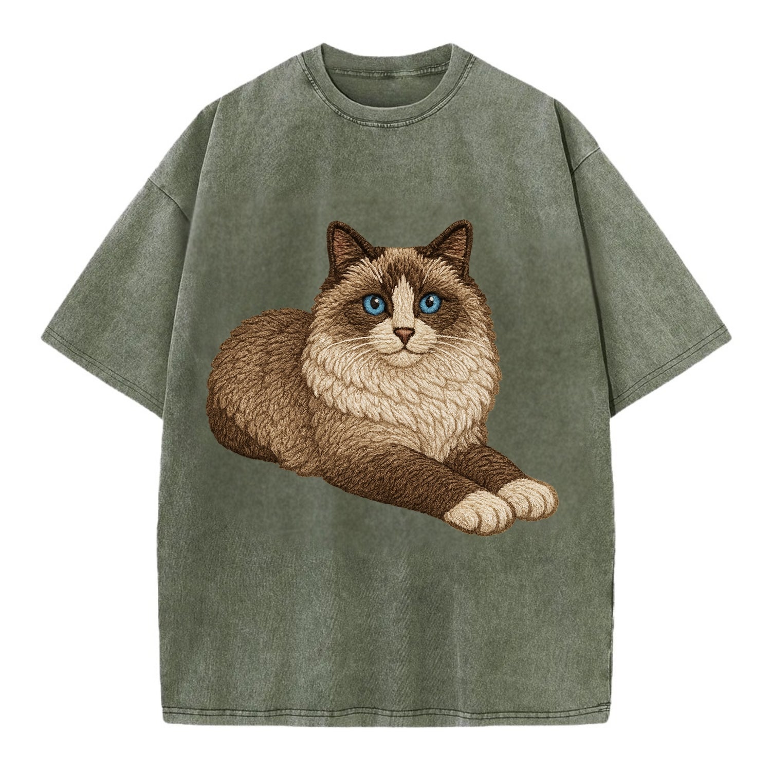 Ragdoll  relaxed lying down with head up Vintage T-shirt - Army Green