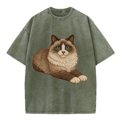 Ragdoll  relaxed lying down with head up Vintage T-shirt - Army Green