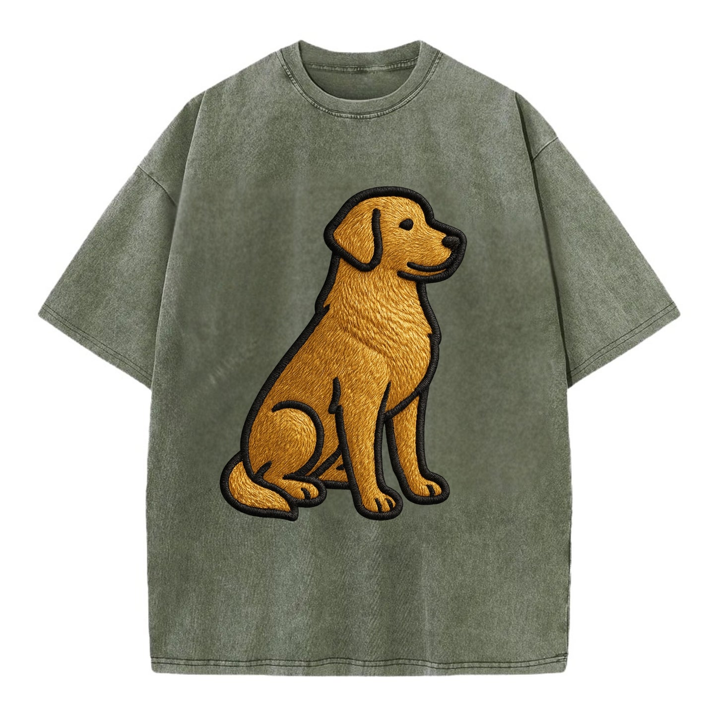Golden Retriever - Contemporary geometri - Vintage T-shirt - Army Green