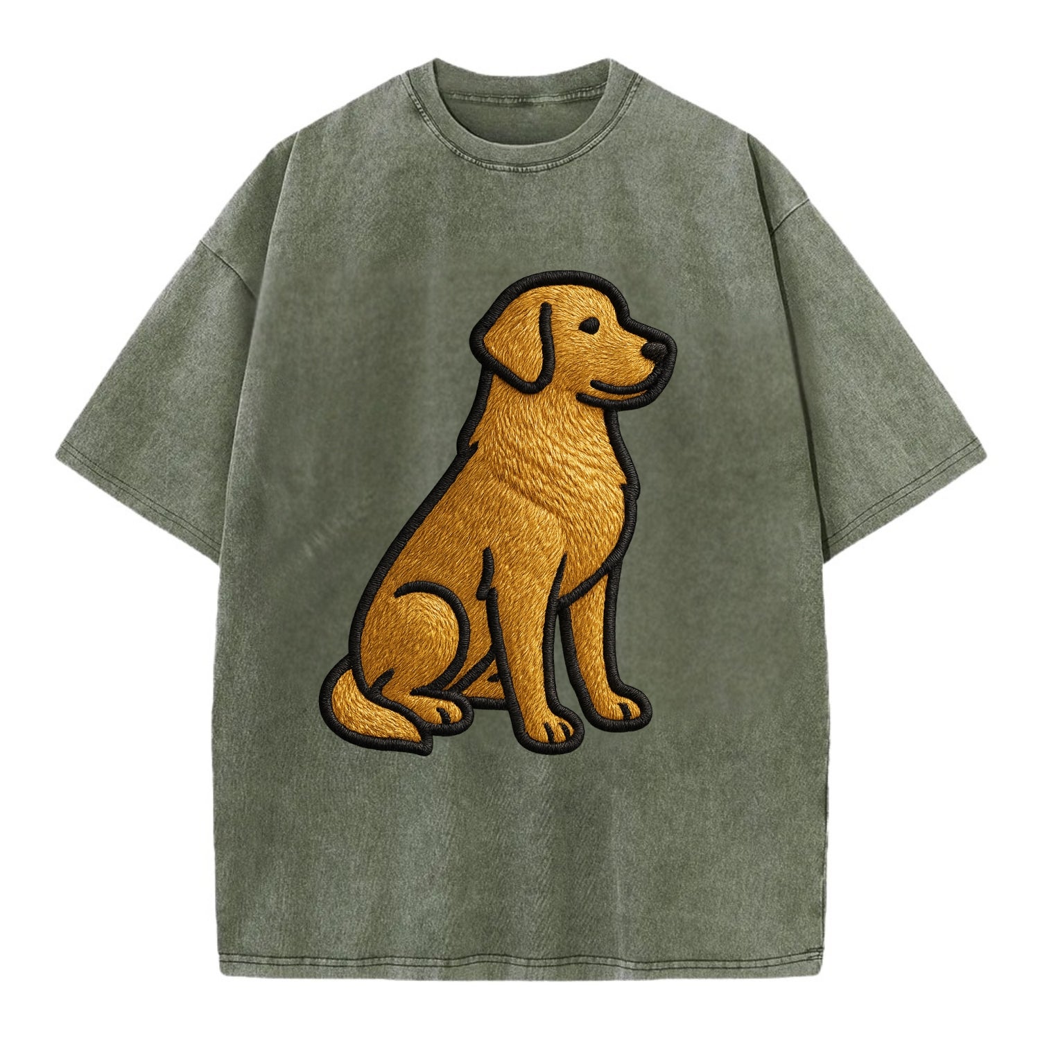 Golden Retriever - Contemporary geometri - Vintage T-shirt - Army Green