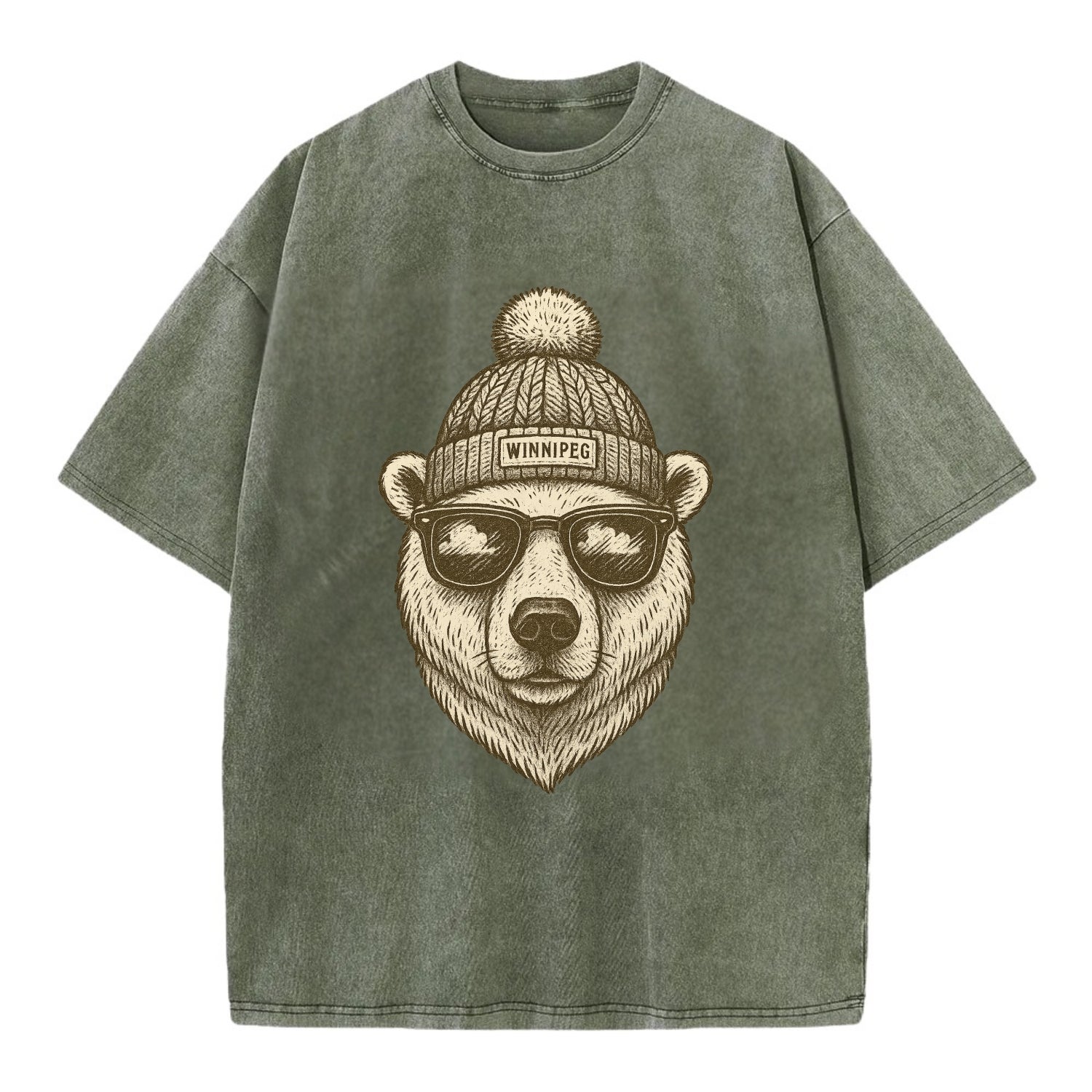 Winnipeg Polar Bear wearing Winnipeg bea - Vintage T-shirt - Army Green