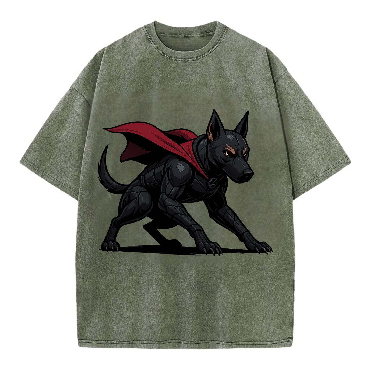 Belgian Malinois Black Panther  - Vintage T-shirt - Army Green