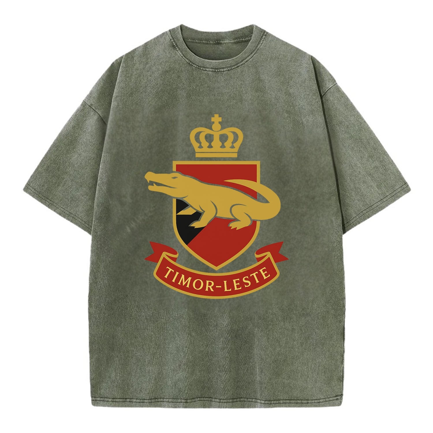 Timor-Leste Royal Logo  - Vintage T-shirt - Army Green