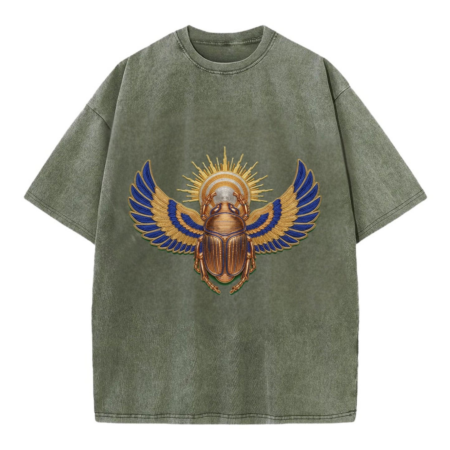 Winged Scarab - Vintage T-shirt - Army Green
