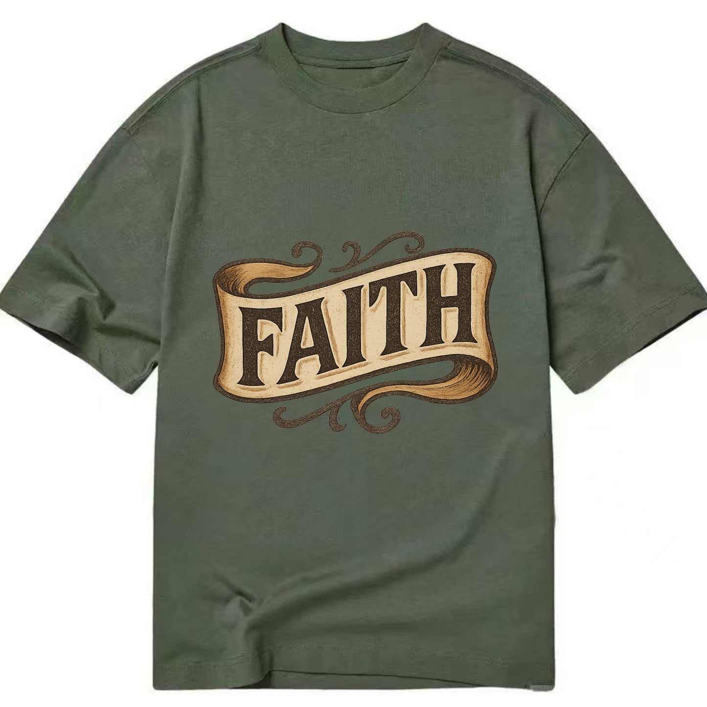 Bold typography design - "FAITH" - trust in the unseen, spiritual strength - Classic T-shirt - Army Green