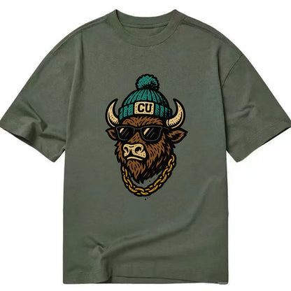 Boulder Ralphie wearing Colorado beanie with CU patch - Classic T-shirt - Army Green