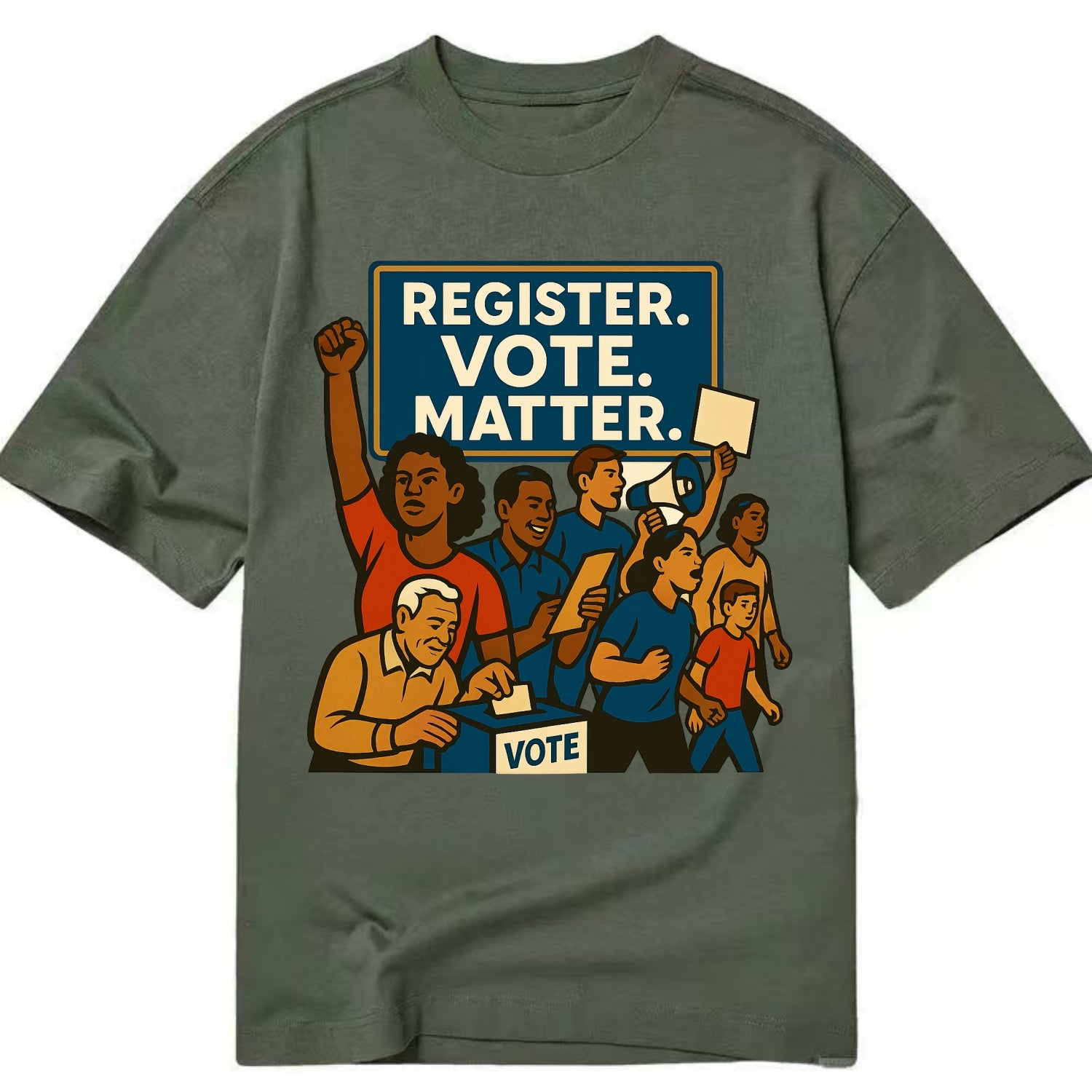 Voter registration drive bringing community together - "Register. Vote. Matter." - Classic T-shirt - Army Green