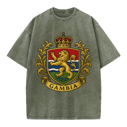 Gambia Heritage Badge  - Vintage T-shirt - Army Green