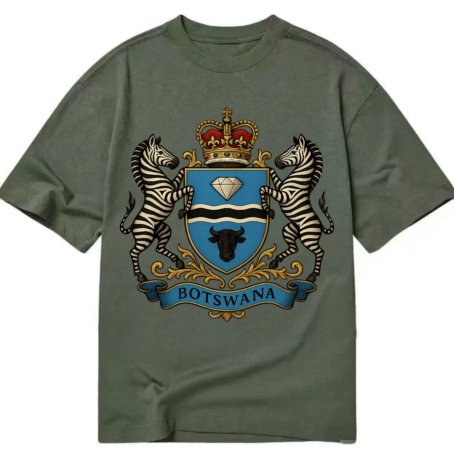 Botswana Heritage Badge  - Classic T-shirt - Army Green