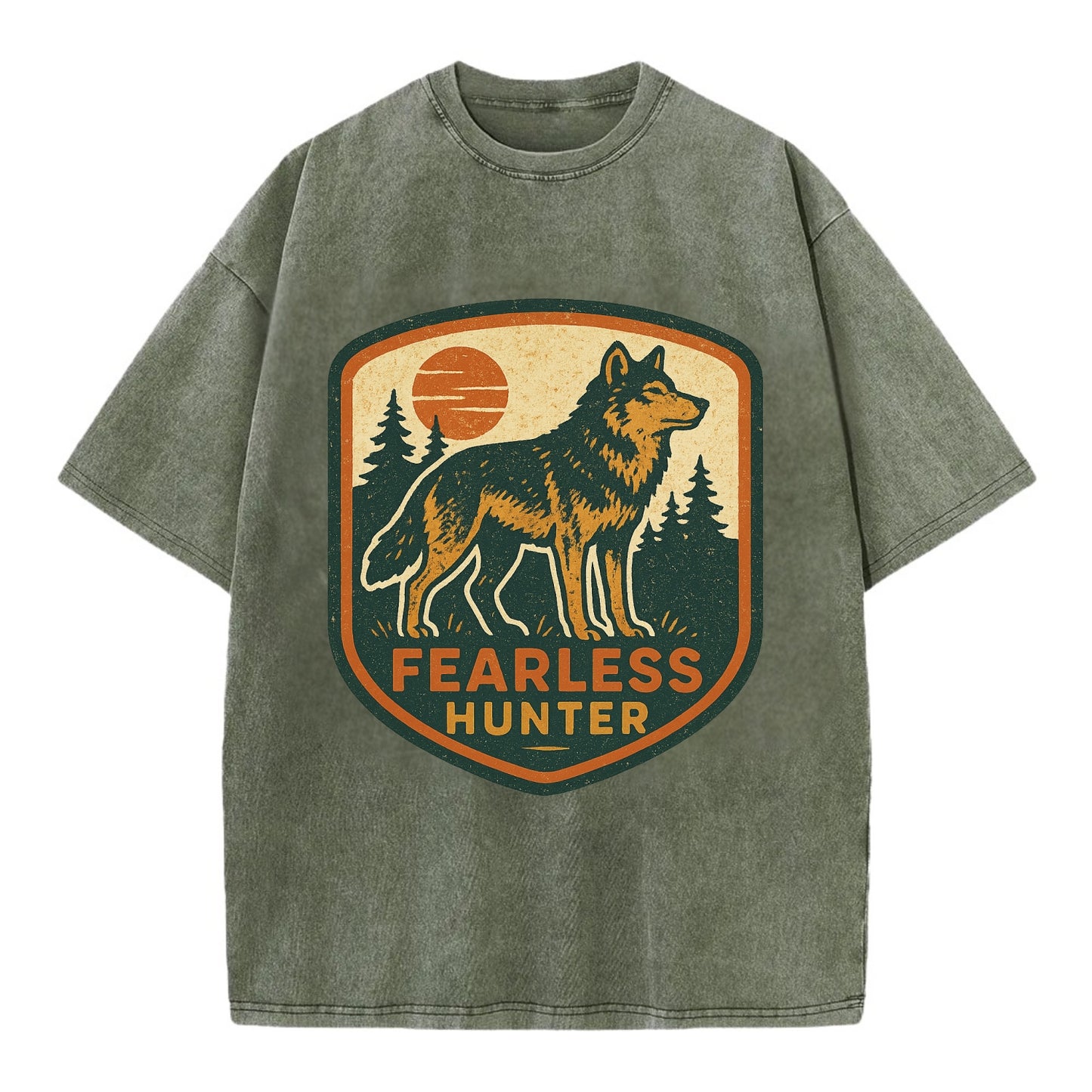 Fearless Hunter  - Vintage T-shirt - Army Green