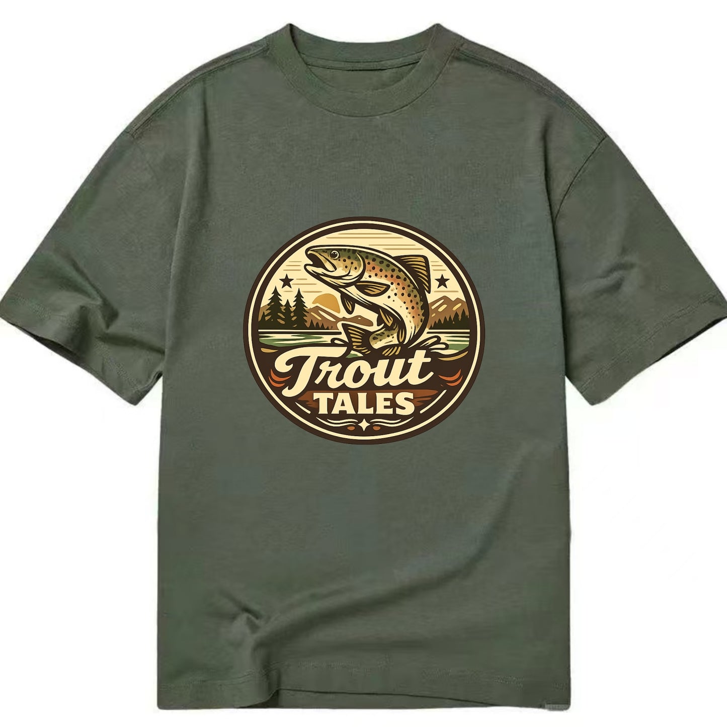 Trout Tales Adventure Emblem - Classic T-shirt - Army Green