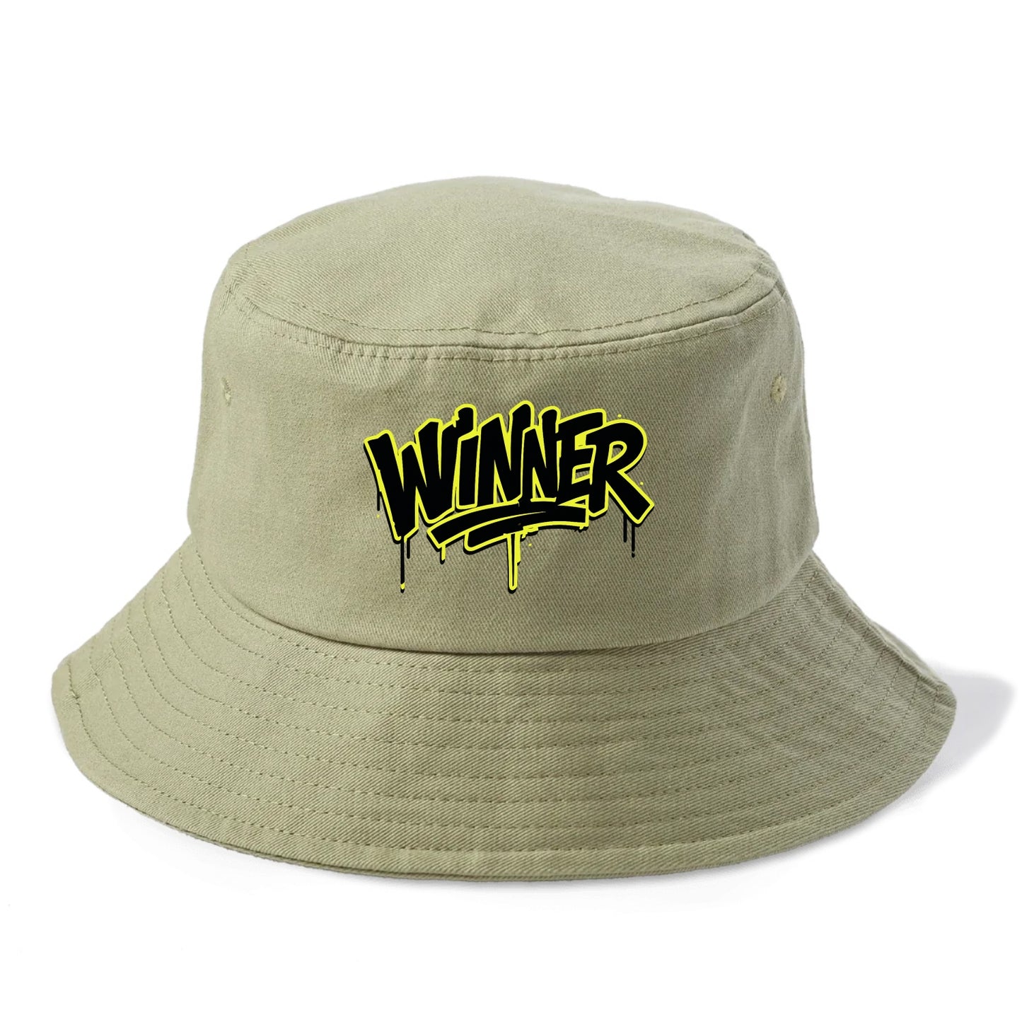 Bold typography design - "WINNER" - victorious mindset, champion - Bucket Hat - Army Green