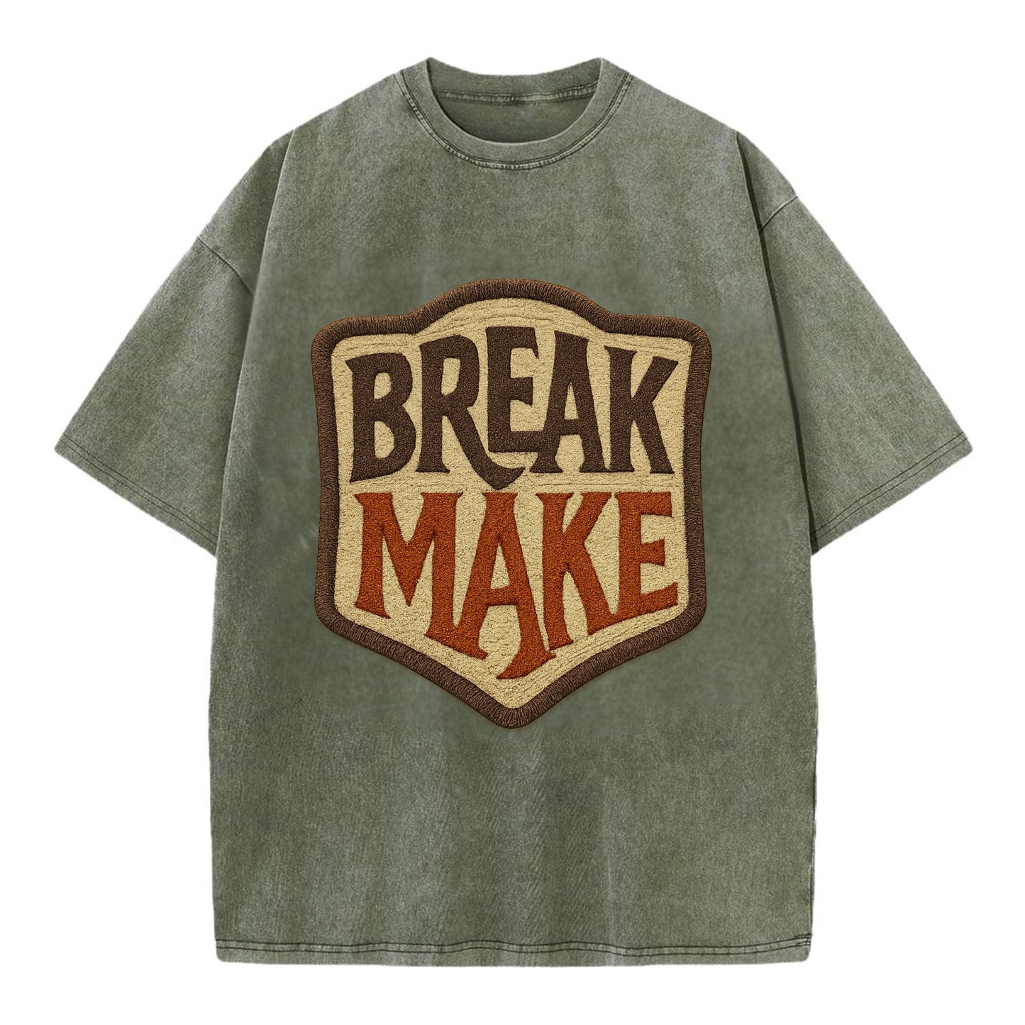 BREAK;MAKE THE RULES Rebel Red Snapback - Vintage T-shirt - Army Green