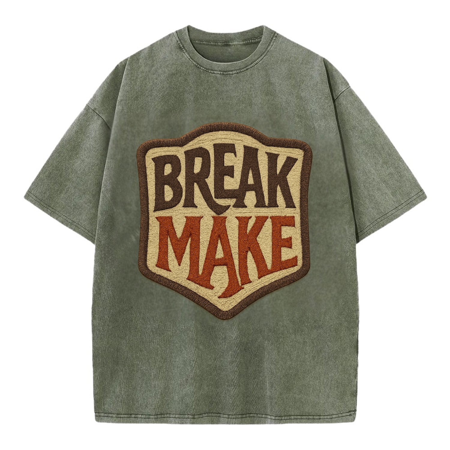 BREAK;MAKE THE RULES Rebel Red Snapback - Vintage T-shirt - Army Green