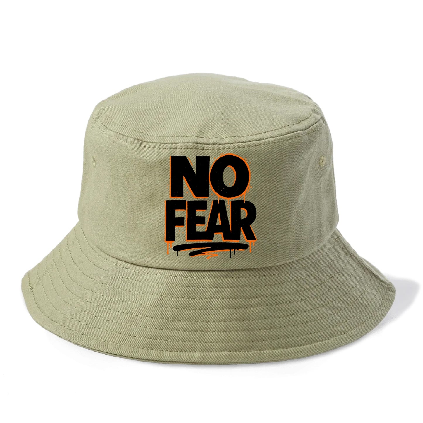Bold typography design - "NO FEAR" - courage, bravery - Bucket Hat - Army Green