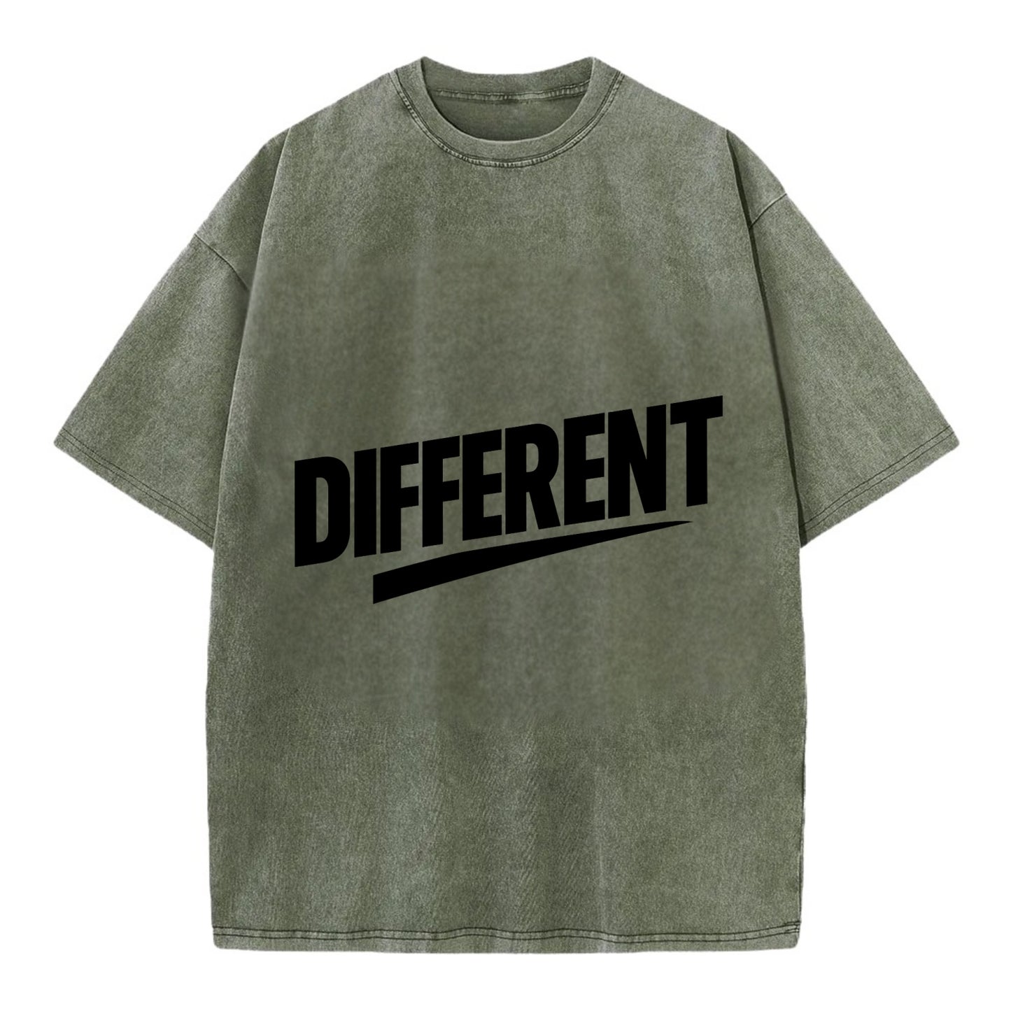 Bold typography design - "DIFFERENT" - standing out, not following crowd - Vintage T-shirt - Army Green