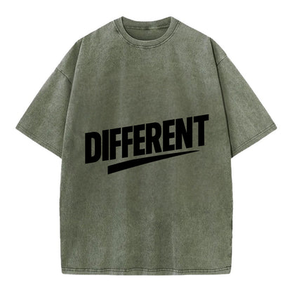 Bold typography design - "DIFFERENT" - standing out, not following crowd - Vintage T-shirt - Army Green