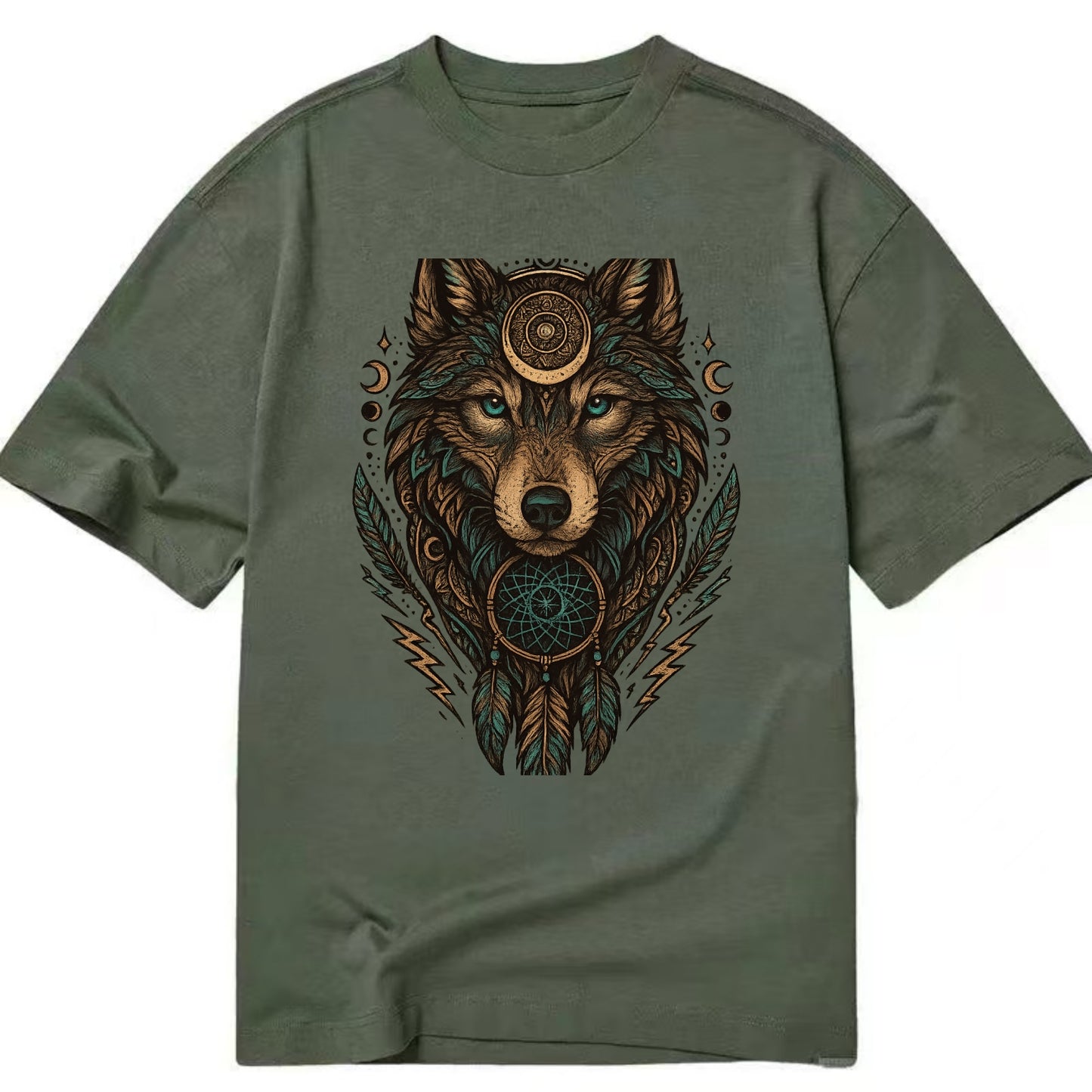 Storm Wolf Thunder  - Classic T-shirt - Army Green