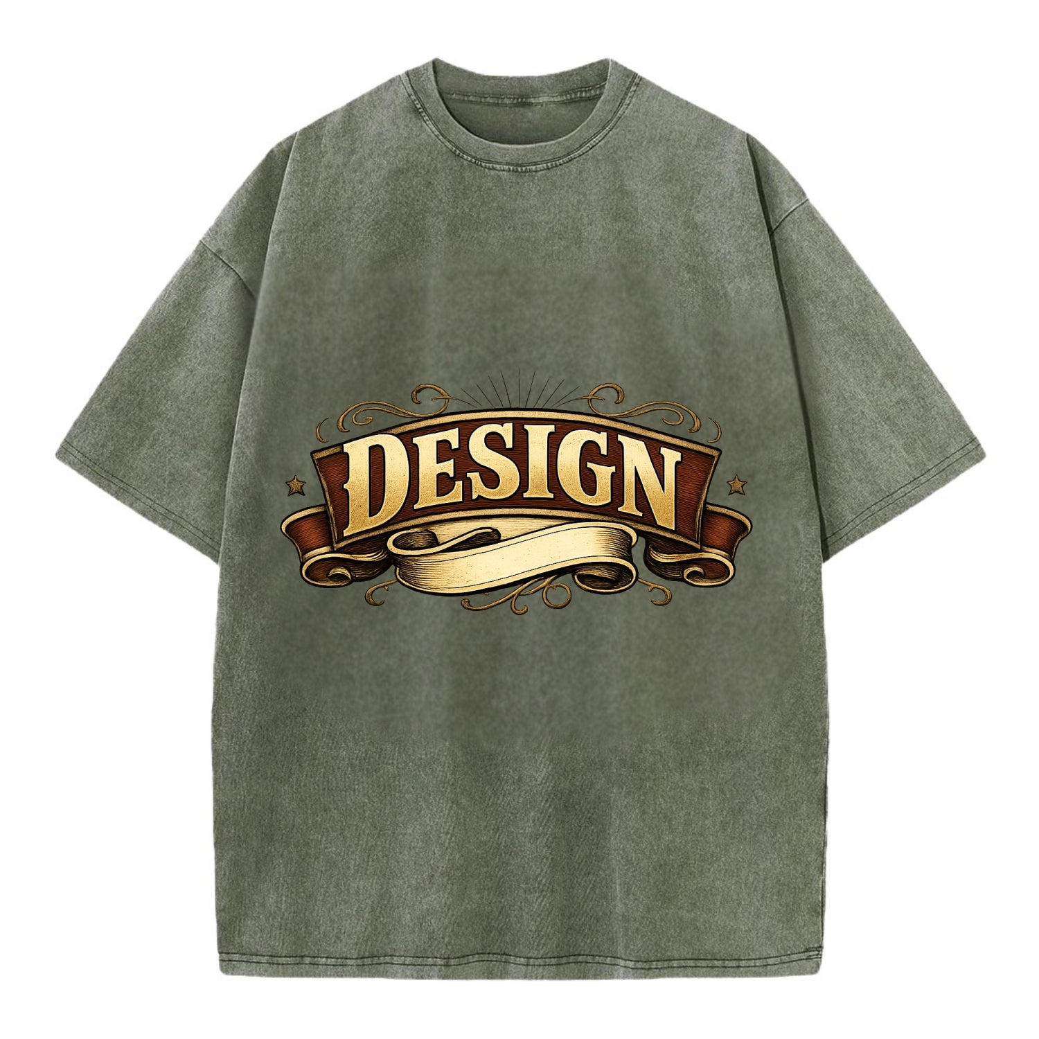 Bold typography design - "DESIGN" - intentional creation, aesthetic planning - Vintage T-shirt - Army Green