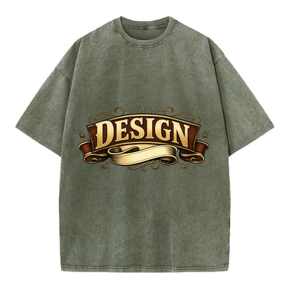 Bold typography design - "DESIGN" - intentional creation, aesthetic planning - Vintage T-shirt - Army Green