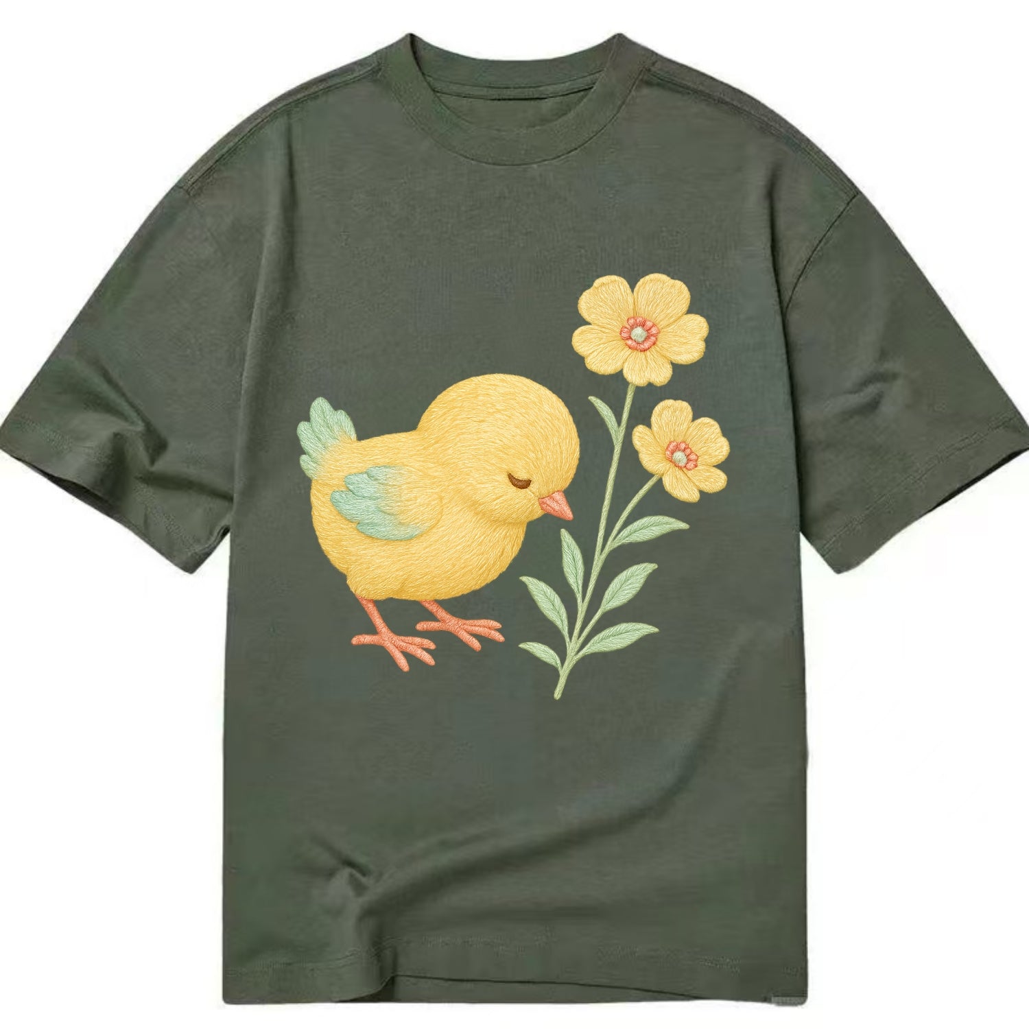 Yellow Chick - Classic T-shirt - Army Green