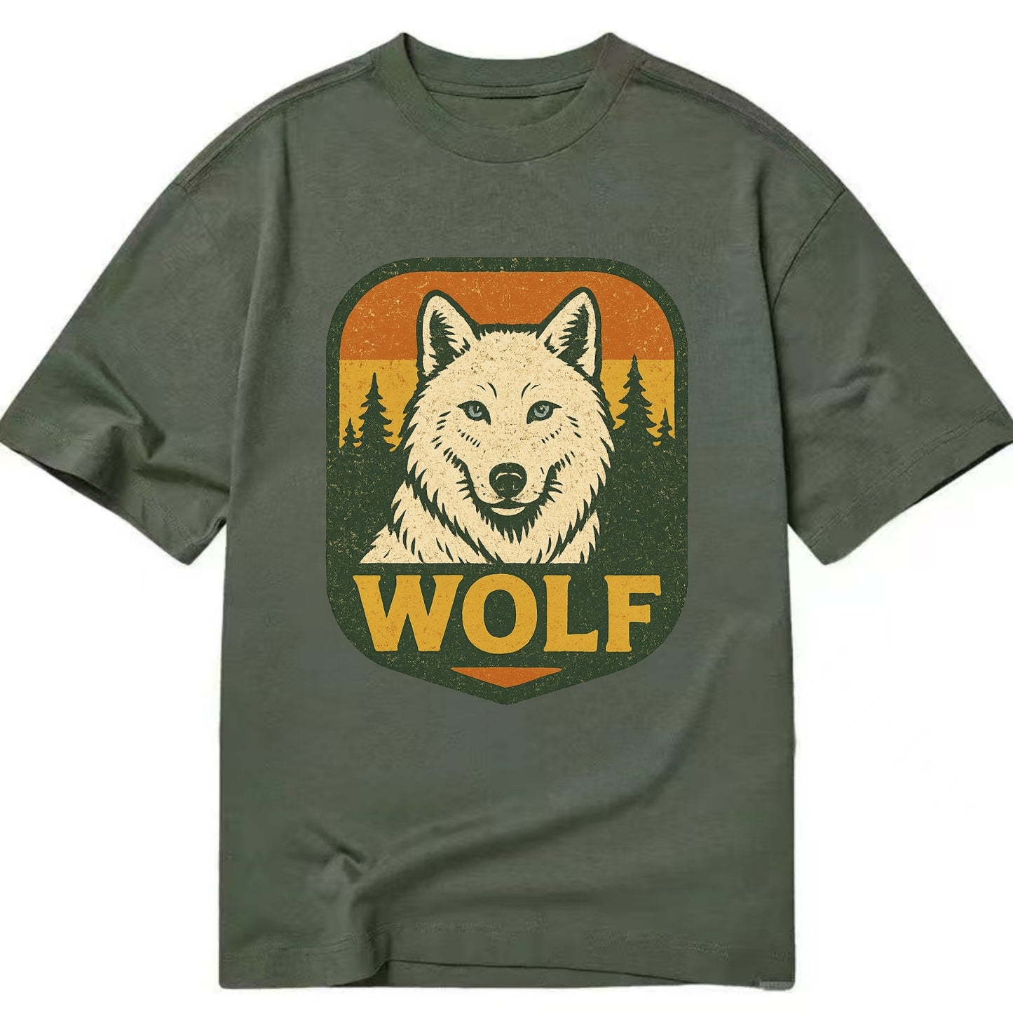 Arctic White Wolf  - Classic T-shirt - Army Green