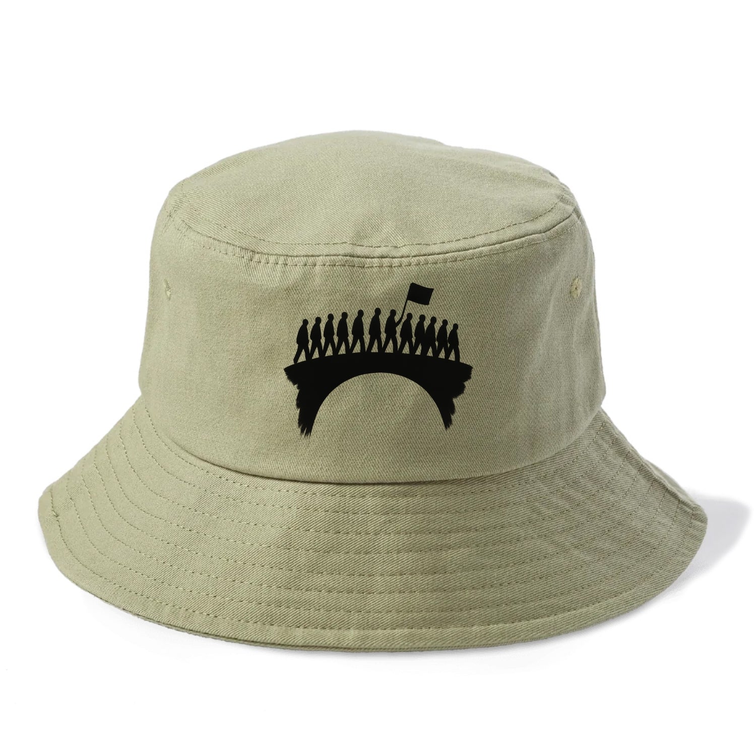 March on bridge silhouette - historic protest ink painting - Bucket Hat - Army Green