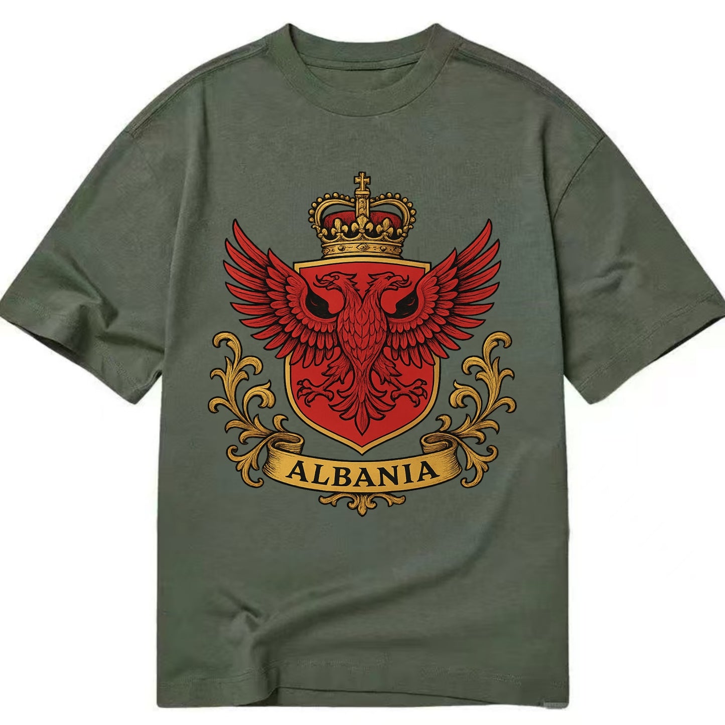 Albania Heritage Badge  - Classic T-shirt - Army Green