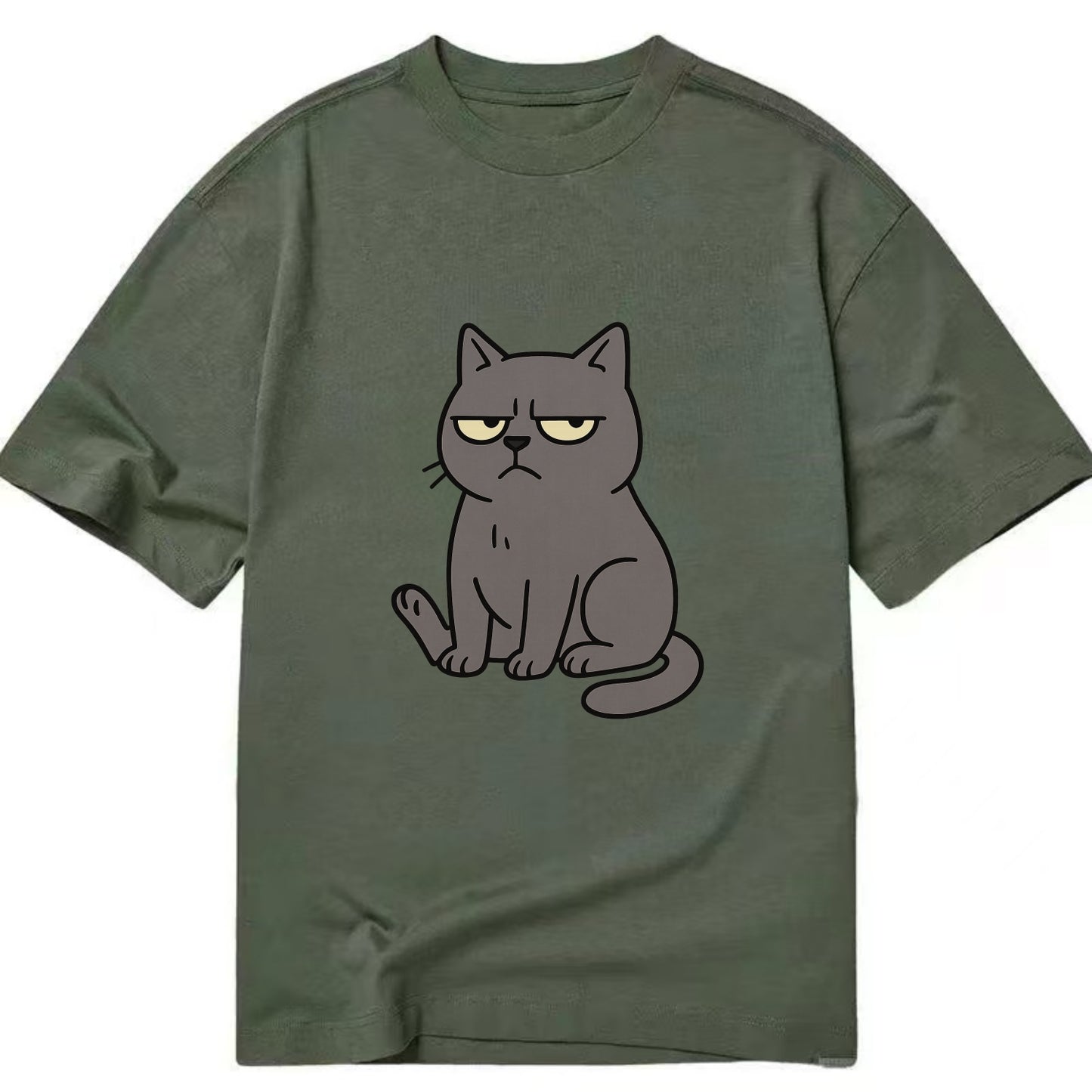 The Cat Judging Silently - Classic T-shirt - Army Green